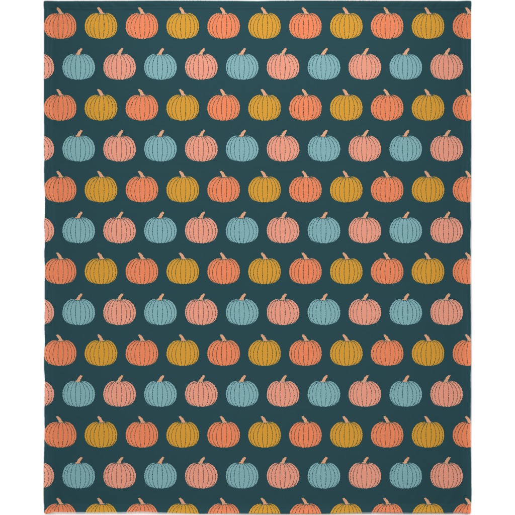 Colorful Halloween - Teal and Orange Blanket, Sherpa, 50x60, Multicolor