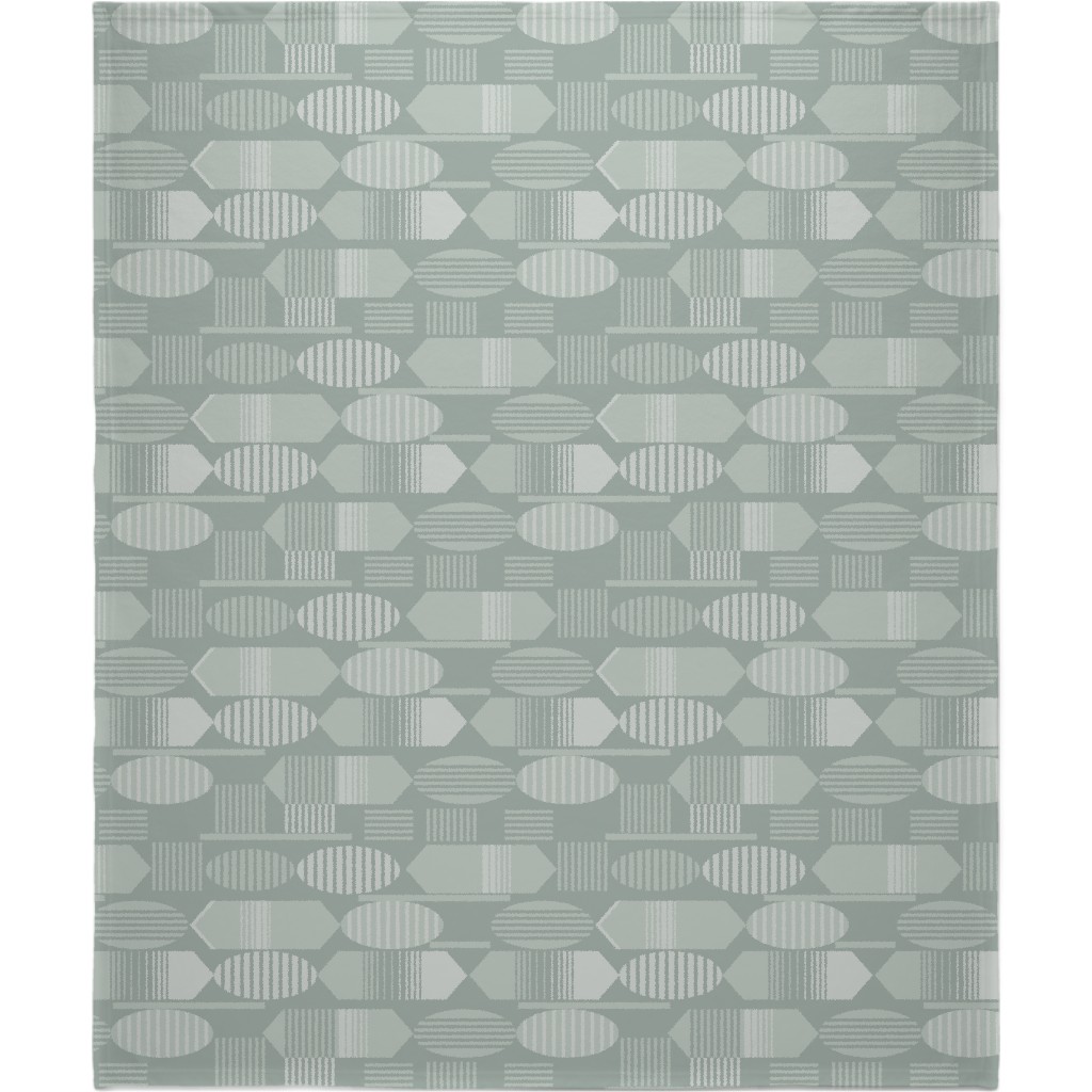 Ovals and Arrows - Neutral Sage Blanket, Sherpa, 50x60, Green, Classic Green