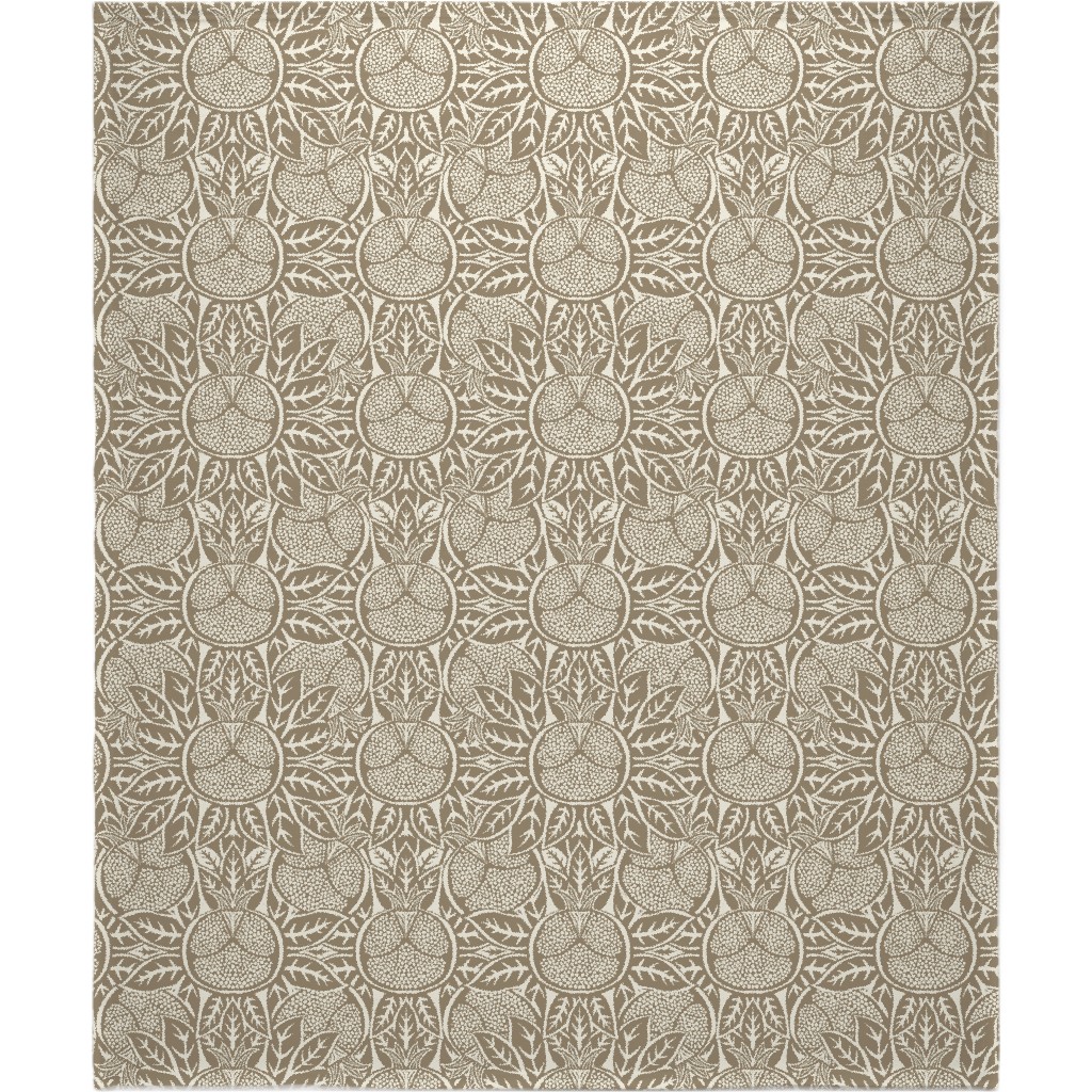Pomegranate Block Print - Neutral Blanket, Sherpa, 50x60, Brown, Brown