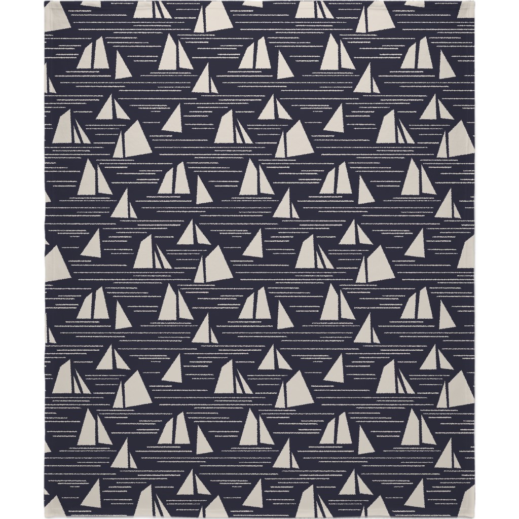 Nantucket Summer Block Print Blanket, Sherpa, 50x60, Blue, True Blue