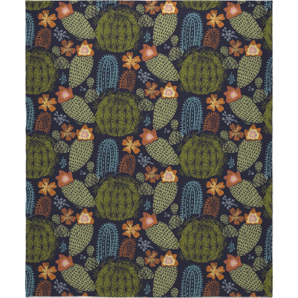 Cactus Garden - Dark Blanket, Sherpa, 50x60, Green