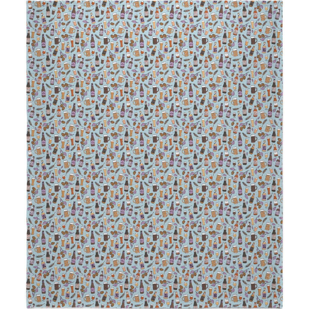 Cheers Craft Beer and Glasses Blanket, Sherpa, 50x60, Multicolor