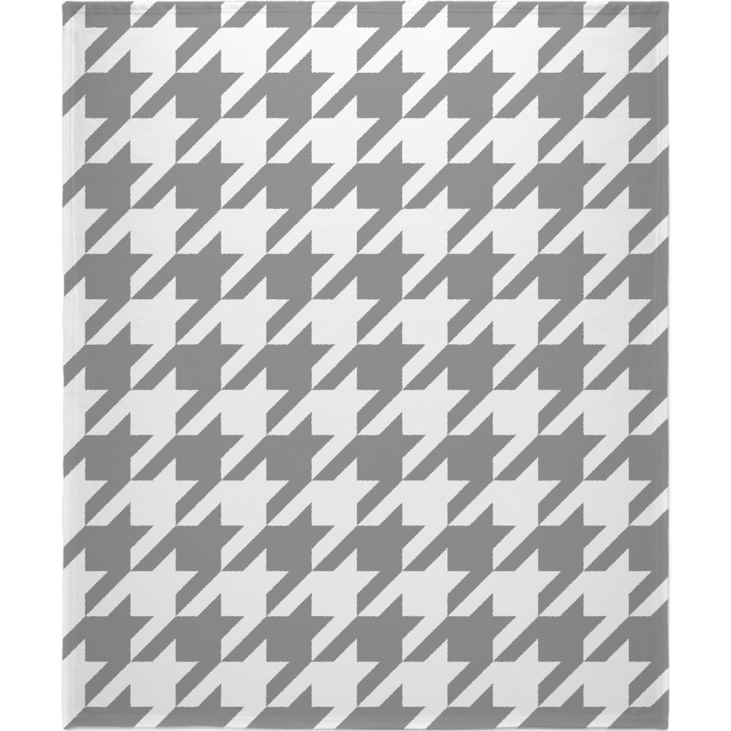Modern Houndstooth Check - Grey and White Blanket, Sherpa, 50x60, Gray