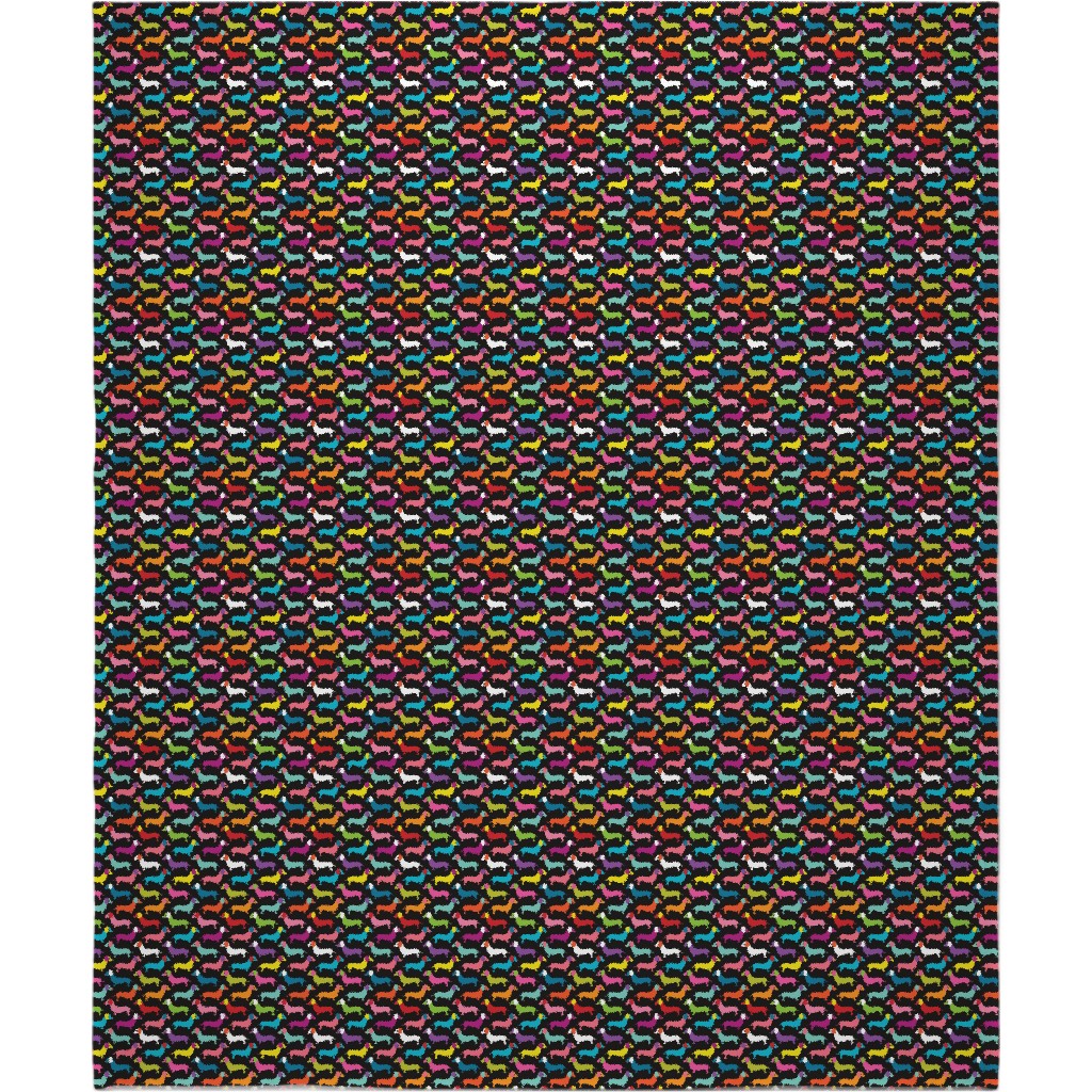 Retro Dachshund Dogs Blanket, Sherpa, 50x60, Multicolor