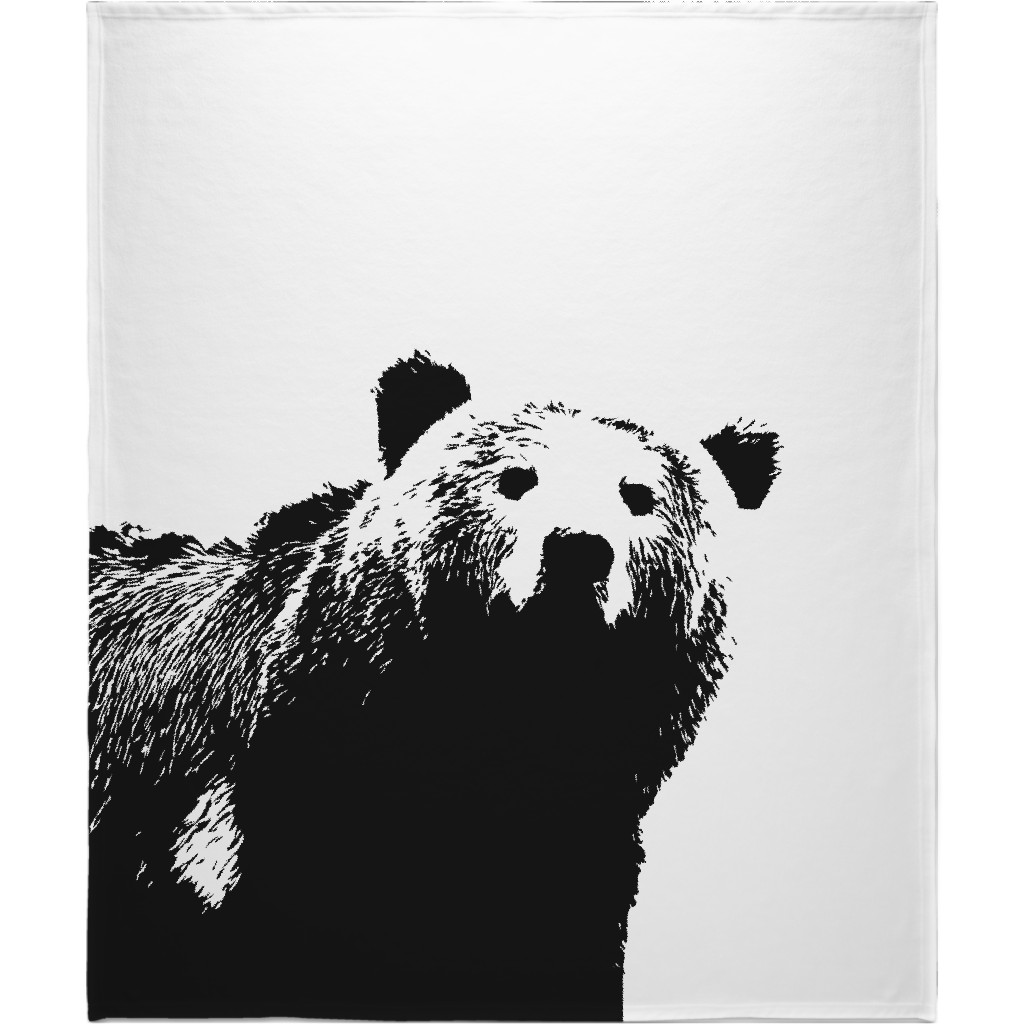 Bear - Black and White Blanket, Sherpa, 50x60, Black
