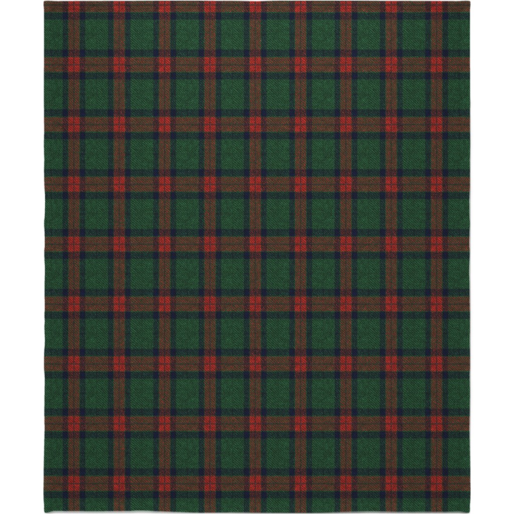 Holiday Tartan Blanket, Sherpa, 50x60, Green