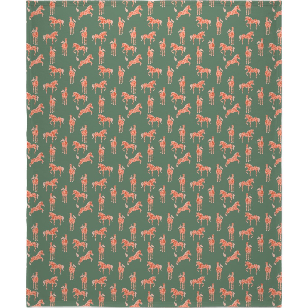 Zebra - Green and Pink Blanket, Sherpa, 50x60, Green