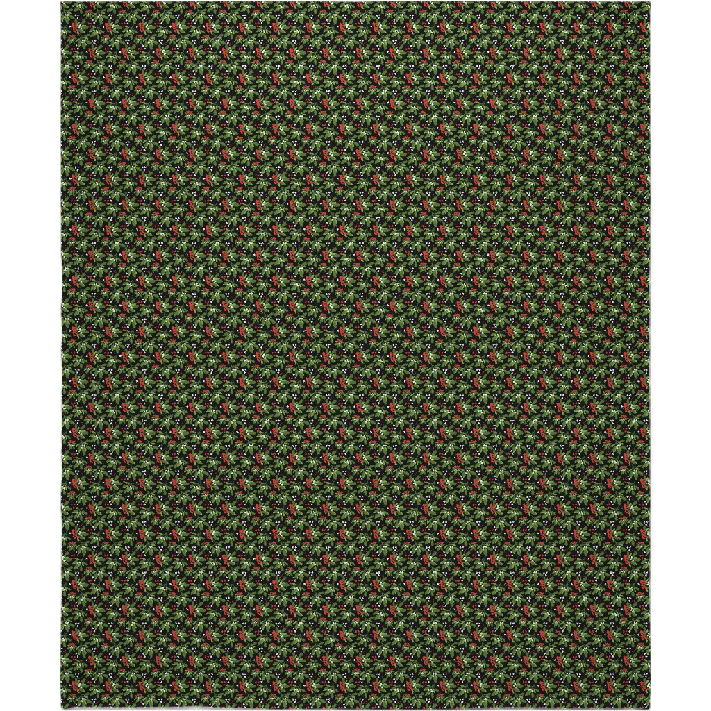 Mistletoe Night on Black Blanket, Sherpa, 50x60, Multicolor