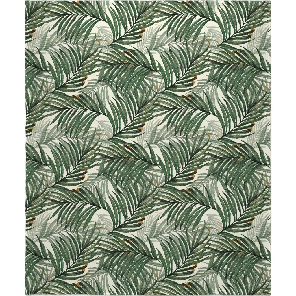 Palm Leaves King Pineapple Blanket, Sherpa, 50x60, Green, Classic Green