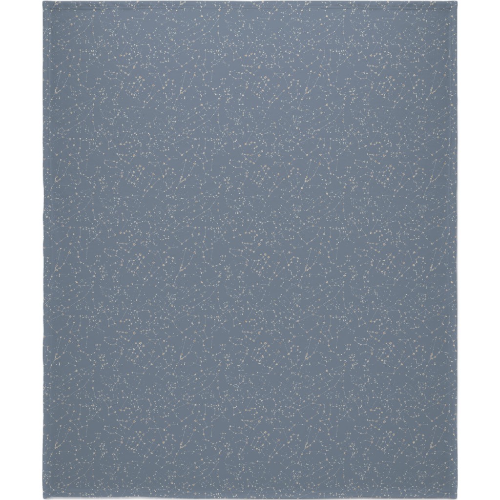 Constellations - Grey With Gold Stars Blanket, Sherpa, 50x60, Gray, Gray
