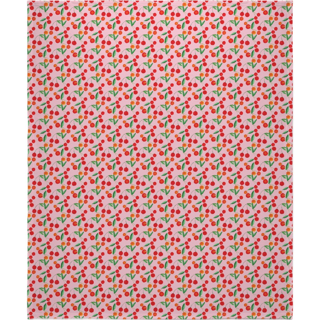 Cherry Farm Blanket, Sherpa, 50x60, Pink