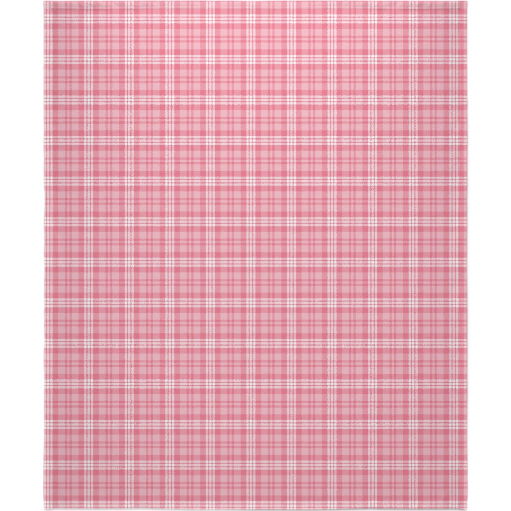 Plaid Pattern Blanket, Sherpa, 50x60, Pink