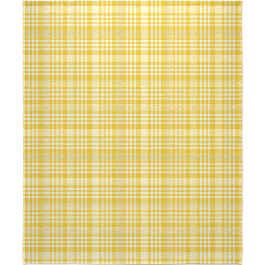 Plaid Pattern Blanket, Sherpa, 50x60, Yellow, Sunshine