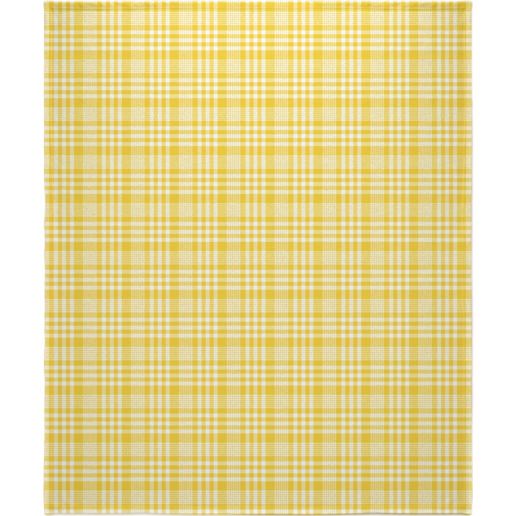 Plaid Pattern Blanket, Sherpa, 50x60, Yellow