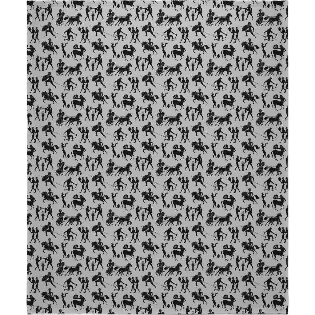 Greek Figures Blanket, Sherpa, 50x60, Gray