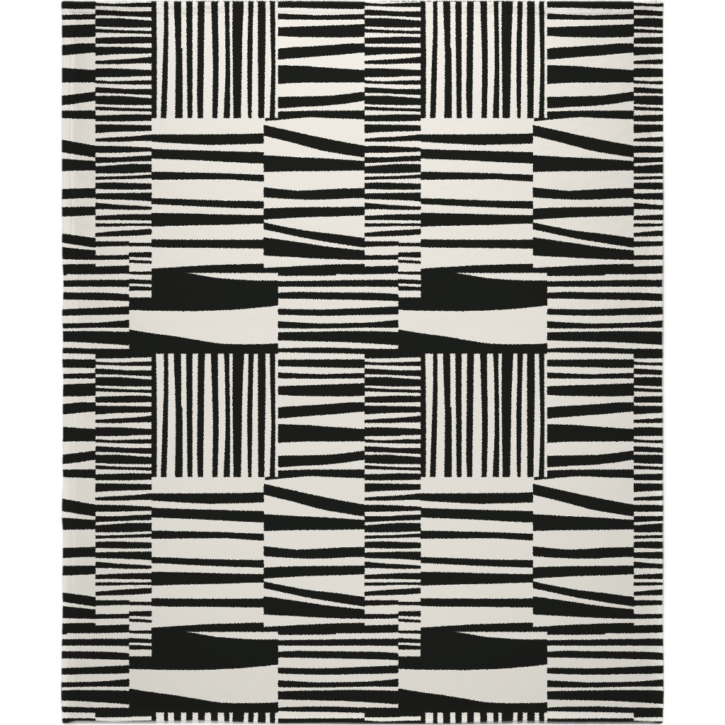 Twiggy Stripes Blanket, Sherpa, 50x60, Black