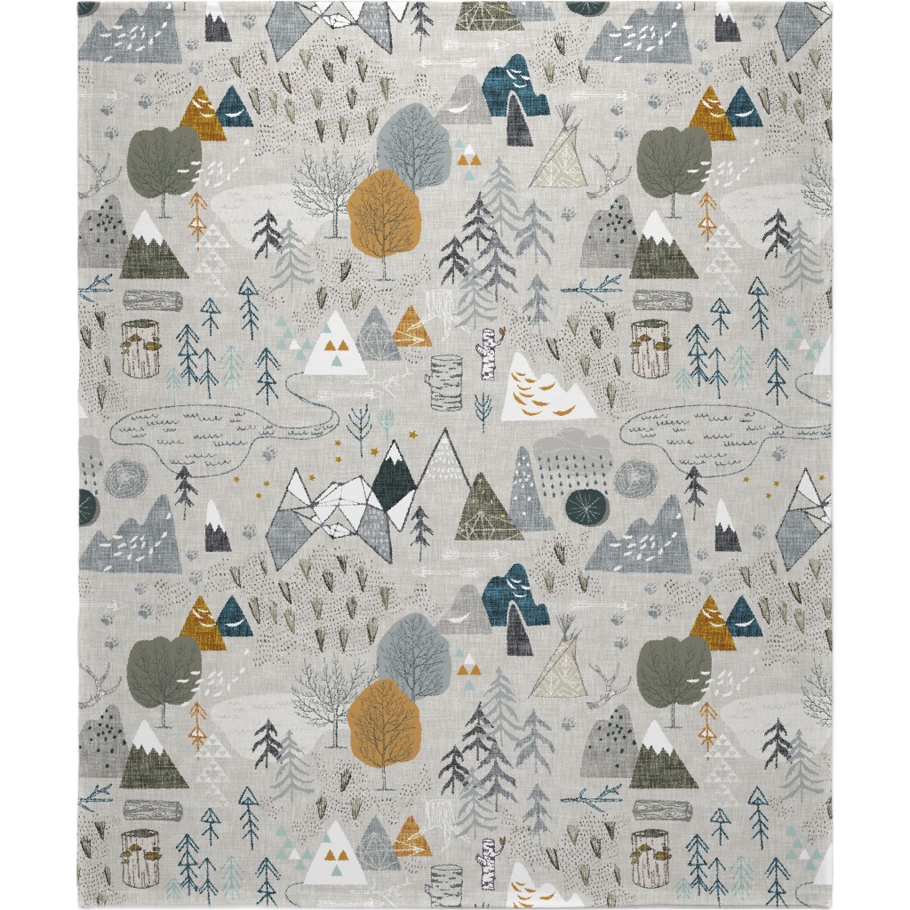 Max's Map - Gray Blanket, Sherpa, 50x60, Gray