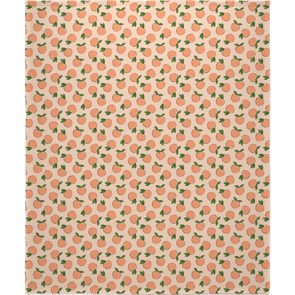 Peachy Polka Dots - Peach Blanket, Sherpa, 50x60, Orange