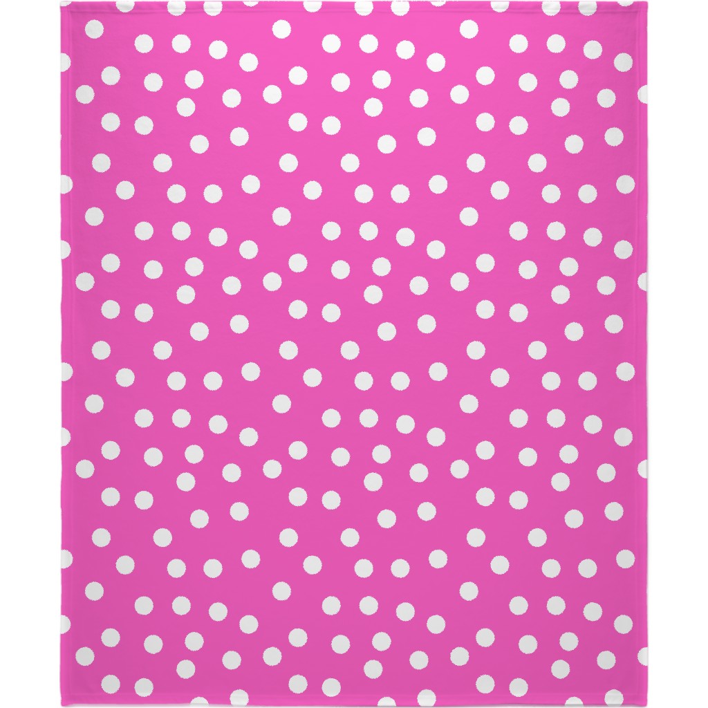 Polka Dot Scatter - Pink Blanket, Sherpa, 50x60, Pink, Bright Pink