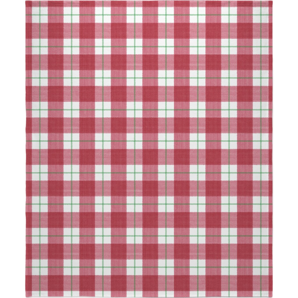 Double Plaid Blanket, Sherpa, 50x60, Red