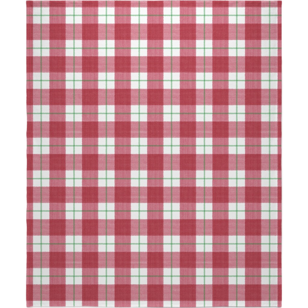 Double Plaid Blanket, Sherpa, 50x60, Red, Apple