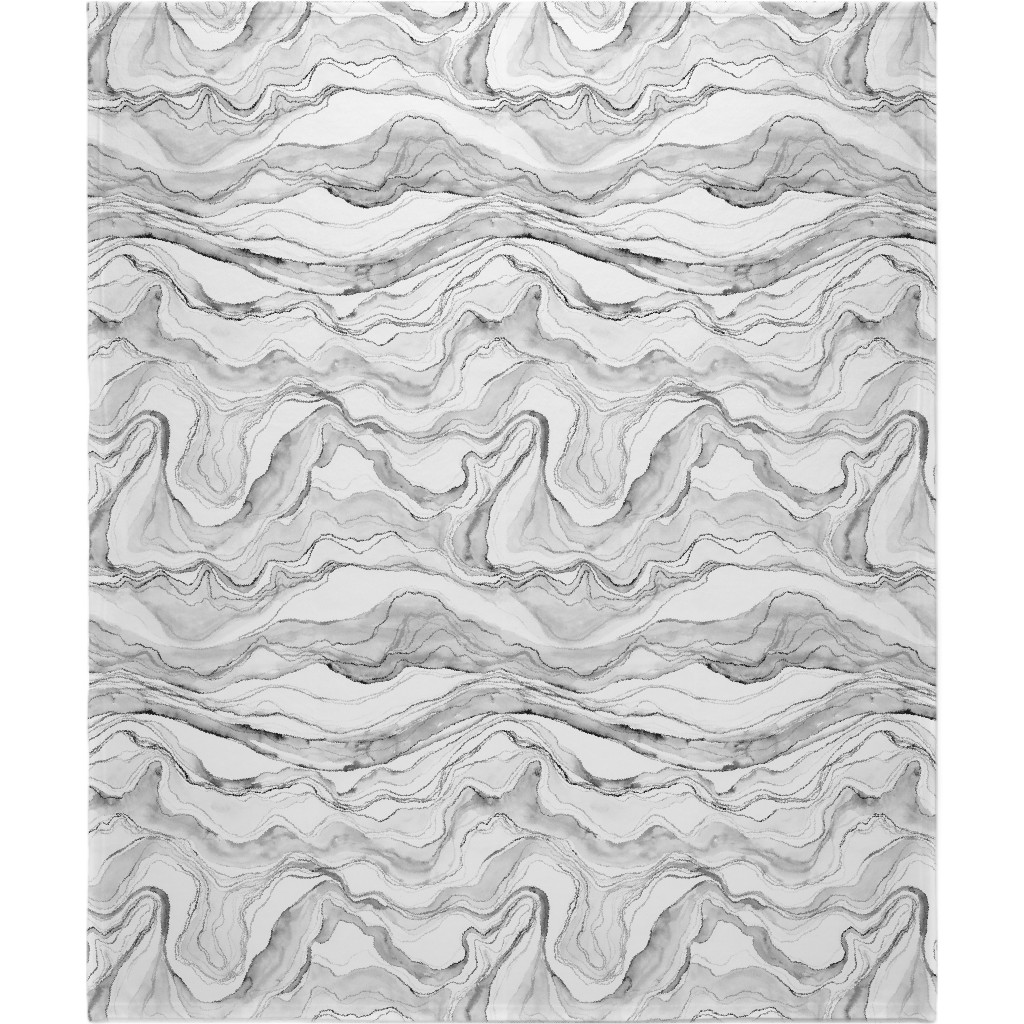 Watercolor Marble Blanket, Sherpa, 50x60, Gray