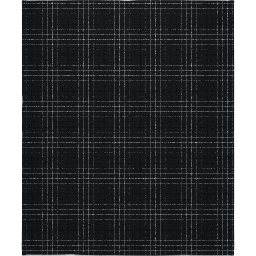 Grid - Black Ad White Blanket, Sherpa, 50x60, Black, Black