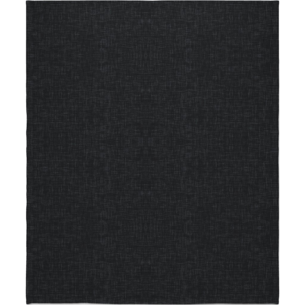 Dark Charcoal Linen Blanket, Sherpa, 50x60, Black, Black
