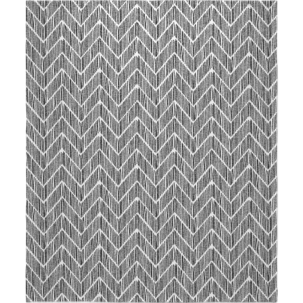 Black & White Chevron Blanket, Sherpa, 50x60, Gray