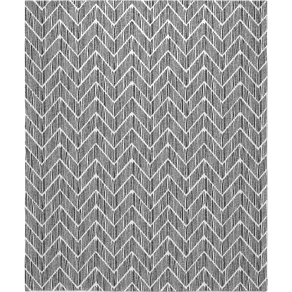 Black & White Chevron Blanket, Sherpa, 50x60, Gray