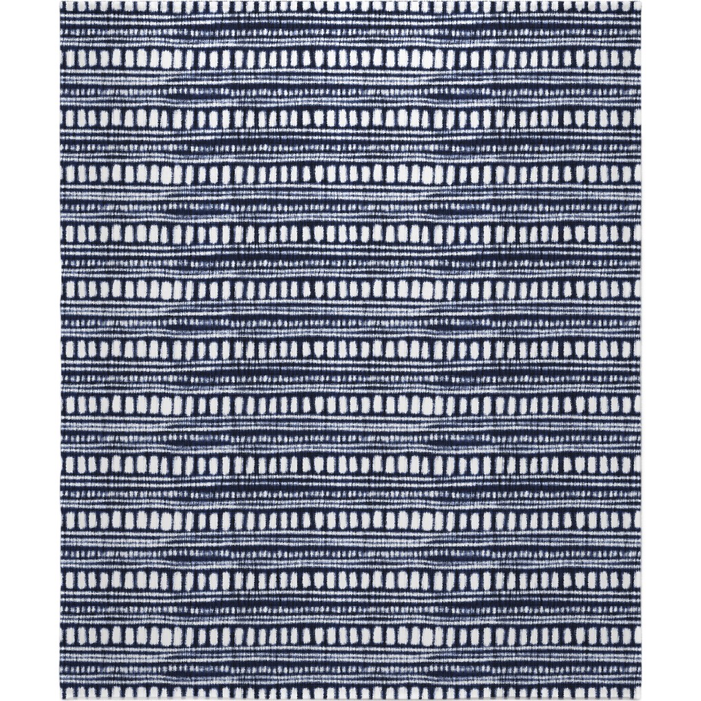 Shibori - Organic and Loose Lines and Dots Blanket, Sherpa, 50x60, Blue