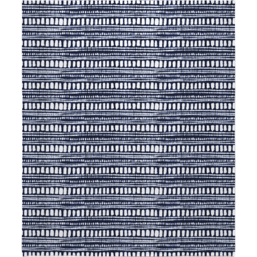 Shibori - Organic and Loose Lines and Dots Blanket, Sherpa, 50x60, Blue