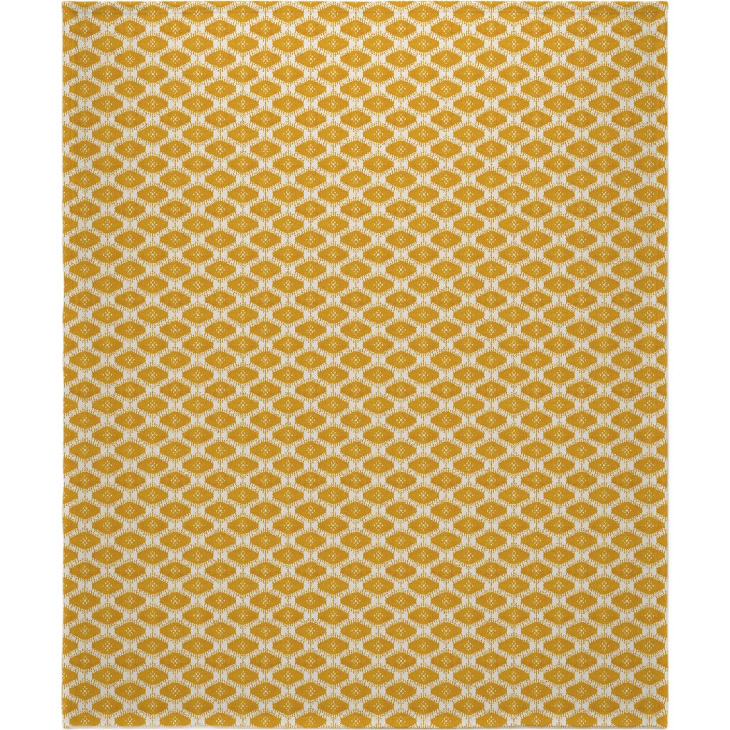Stella Ikat - Yellow Blanket, Sherpa, 50x60, Yellow