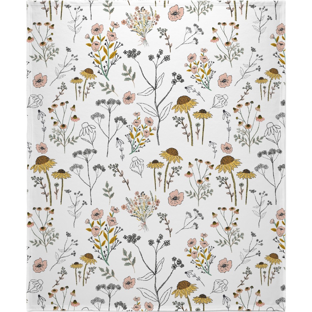 Bee Nice To Me - Multi on White Blanket, Sherpa, 50x60, Yellow, Classic Yellow