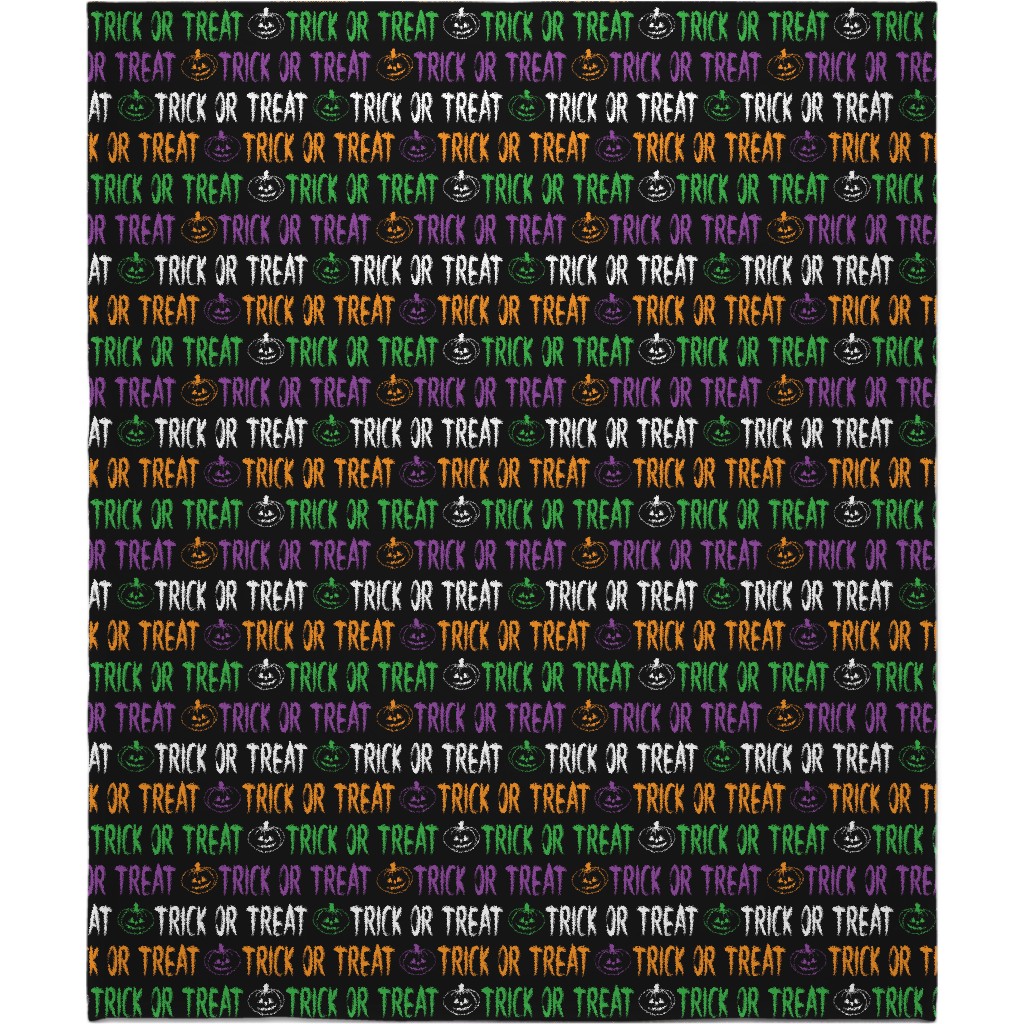 Trick or Treat Halloween Typography - Multi Blanket, Sherpa, 50x60, Multicolor