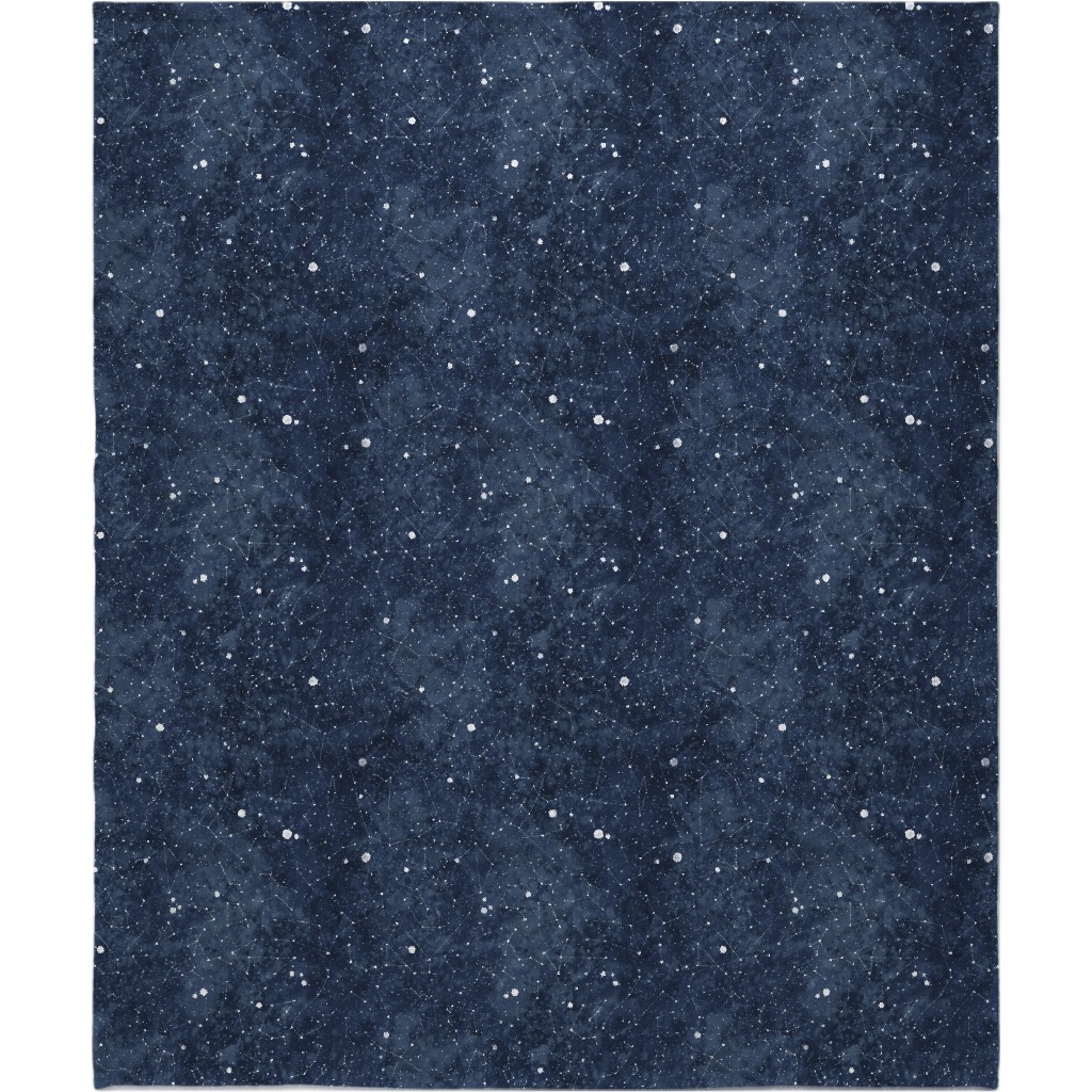 Star Constellations - Blue Blanket, Sherpa, 50x60, Blue, True Blue
