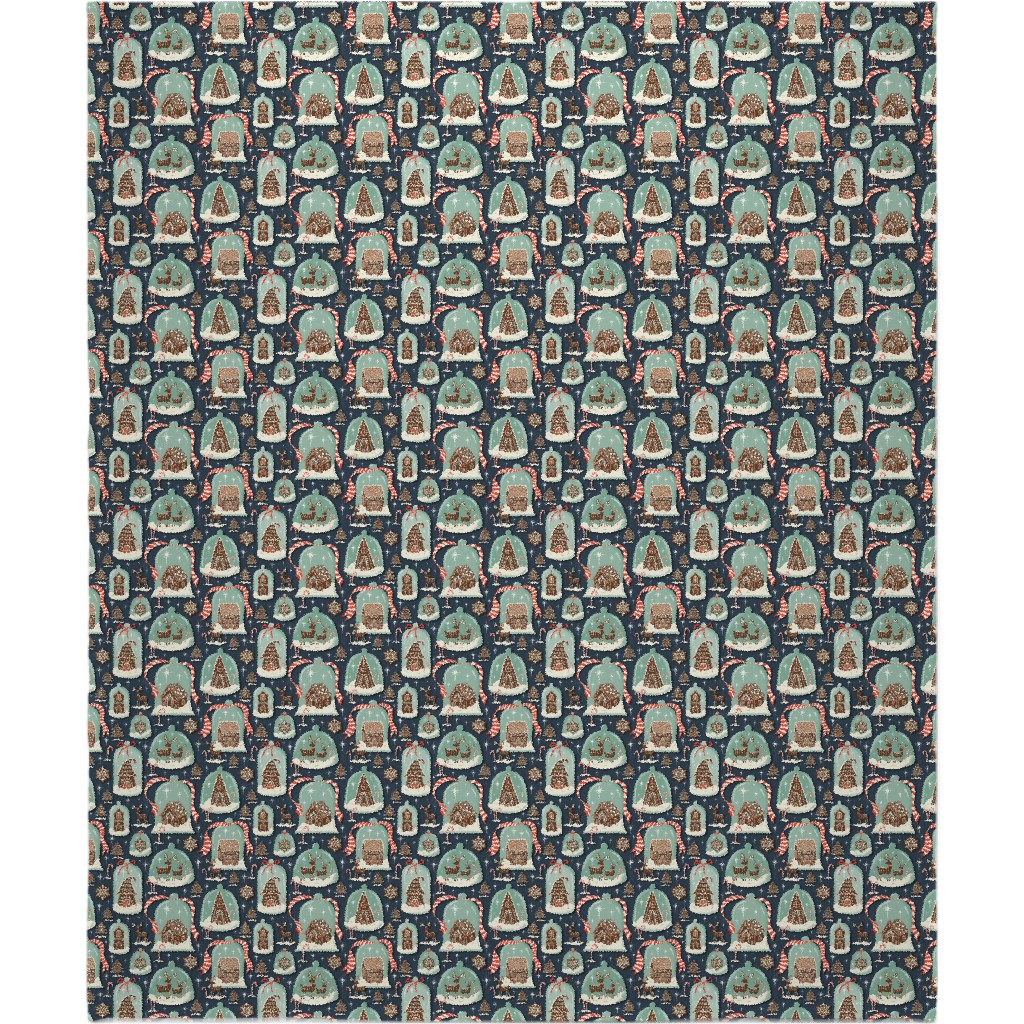 Christmas Gingerbread Village - Blue Blanket, Sherpa, 50x60, Multicolor