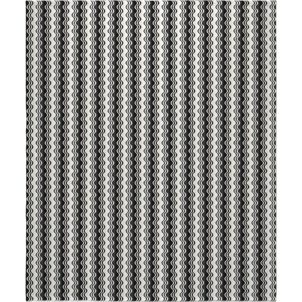 Sea Shell Waves - Grey Blanket, Sherpa, 50x60, Black, Black