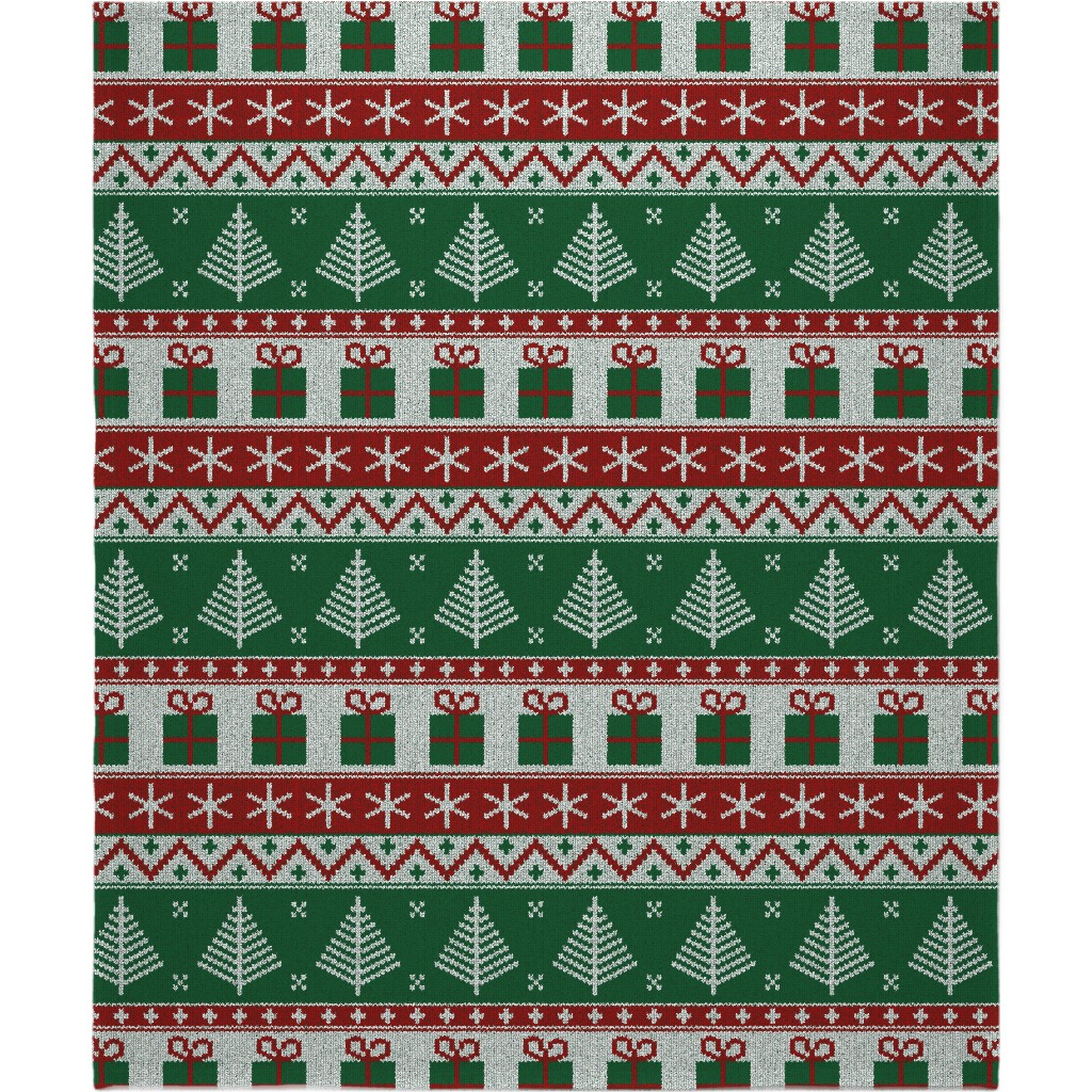 Christmas Knit - Green Blanket, Sherpa, 50x60, Multicolor