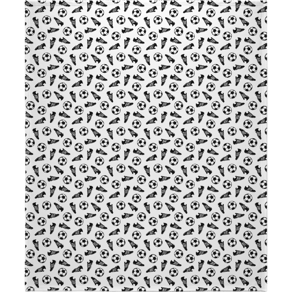 Soccer Balls and Cleats Blanket, Sherpa, 50x60, White, White