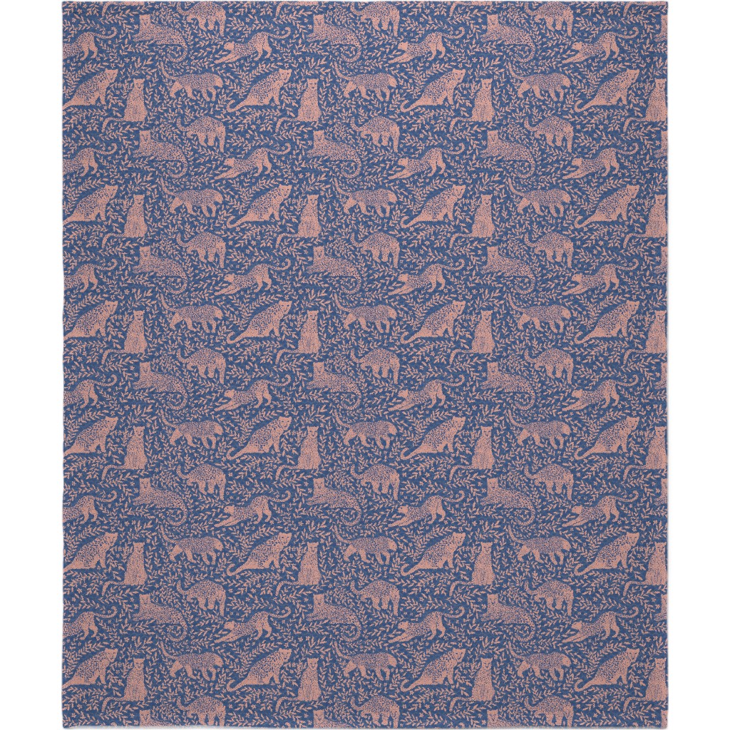 Jungle Cat - Classic Blue Blanket, Sherpa, 50x60, Blue