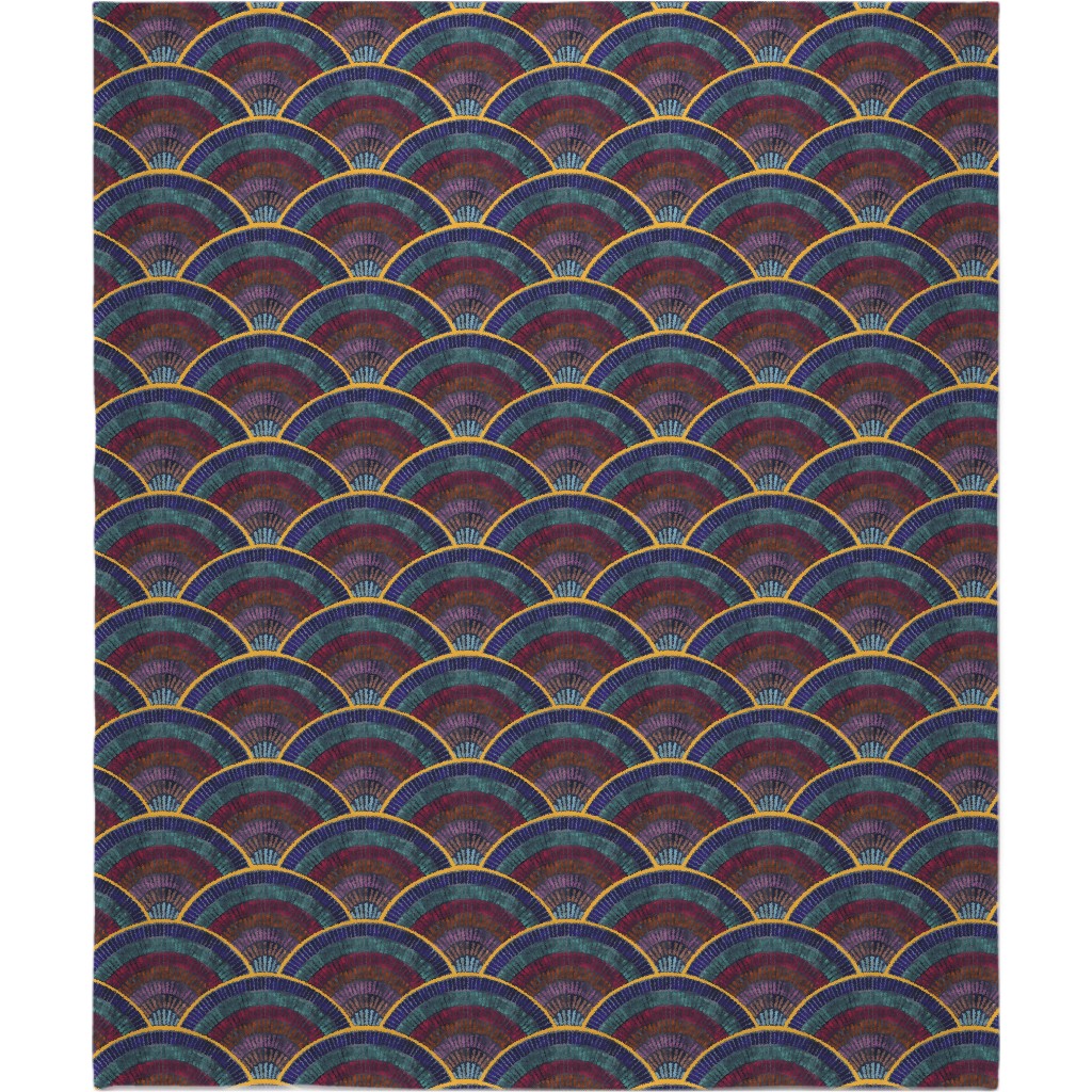 Moody Art Deco Tile - Dark Blanket, Sherpa, 50x60, Multicolor