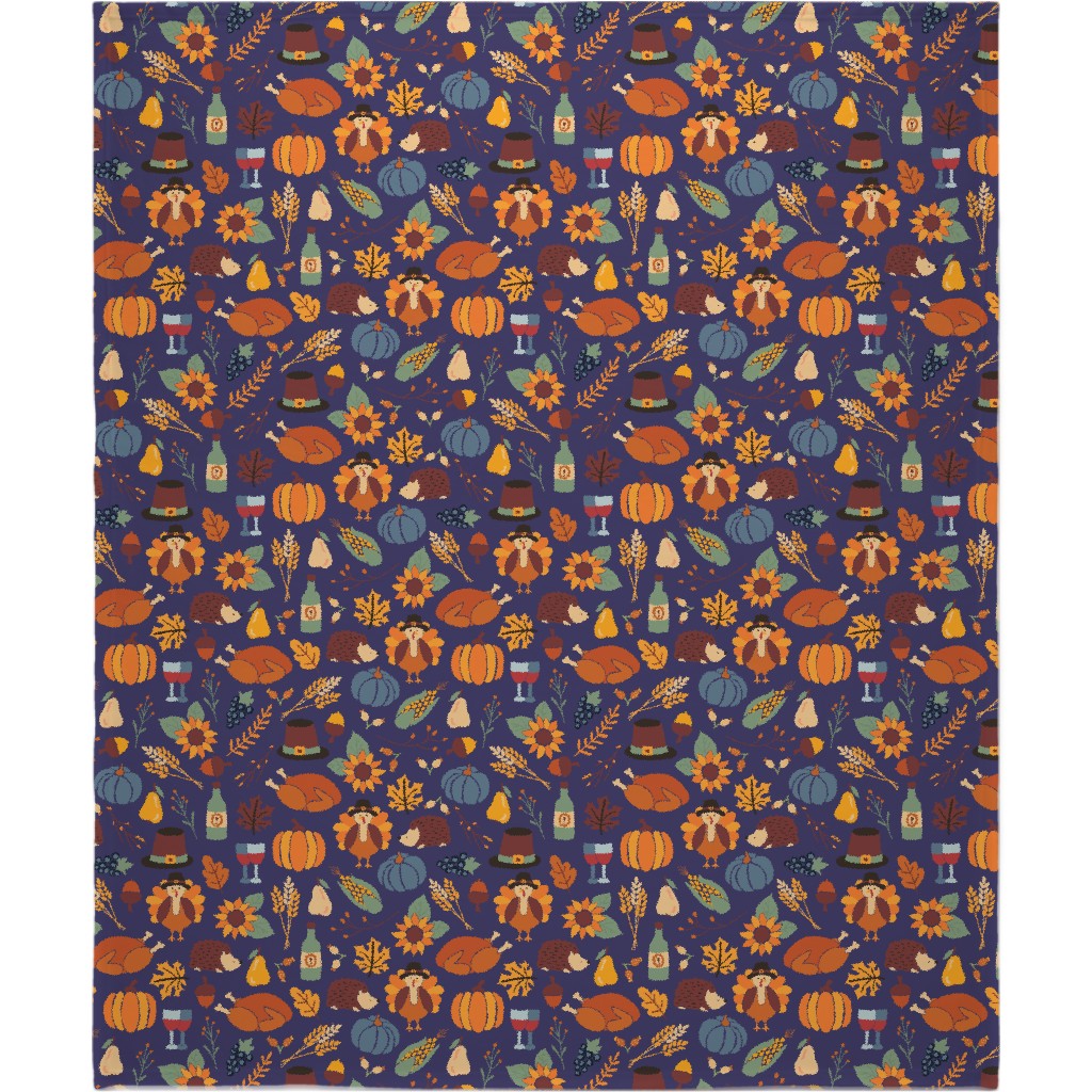 Thanksgiving Table - Multi Blanket, Sherpa, 50x60, Multicolor