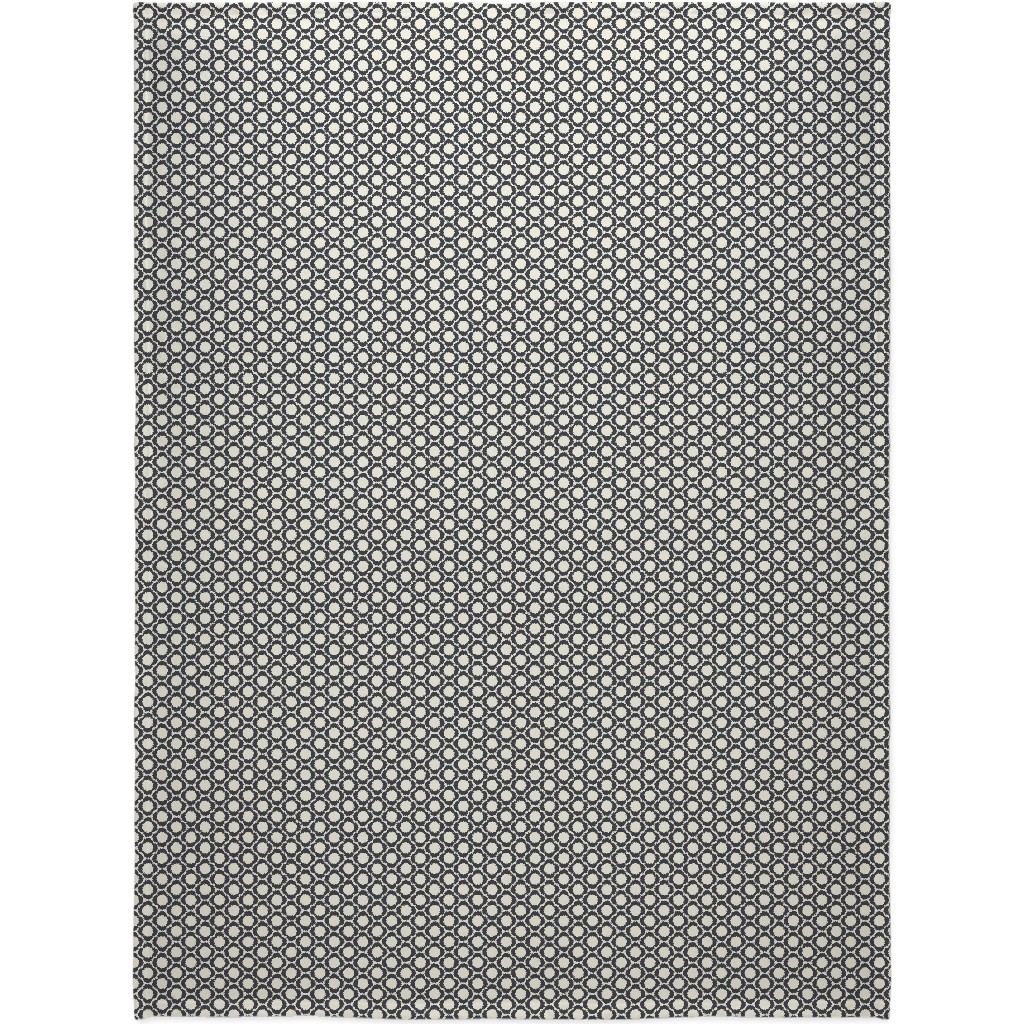 Lotta's Scandi Daisy - Navy on Cream Blanket, Fleece, 60x80, Beige, Pearl