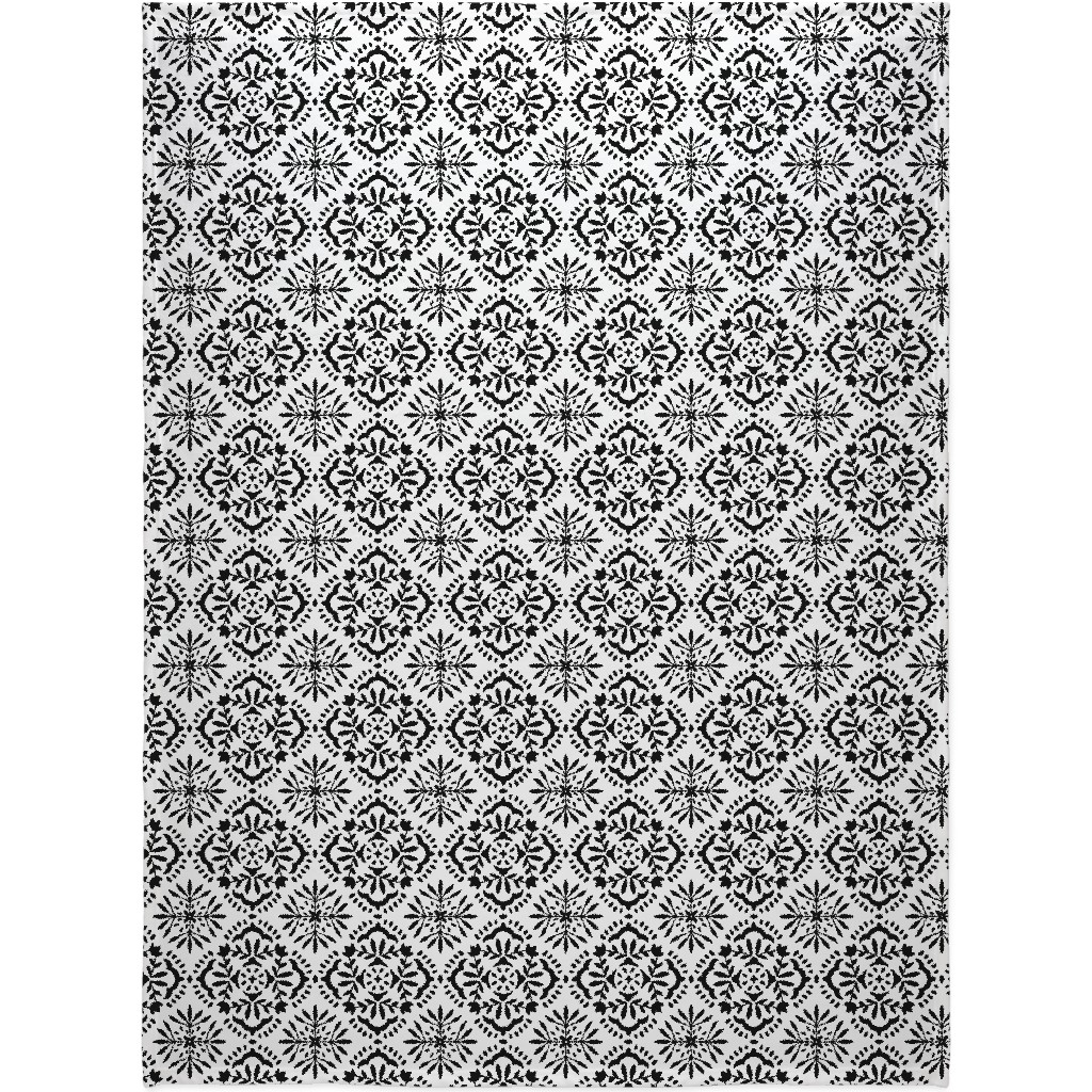 Southern At Heart - Black and White Blanket, Fleece, 60x80, Black, Black