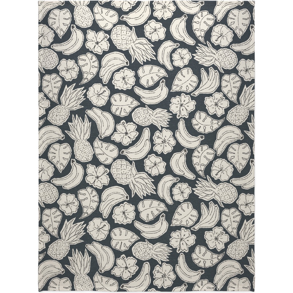 Tropical Cutout Blanket, Fleece, 60x80, Gray
