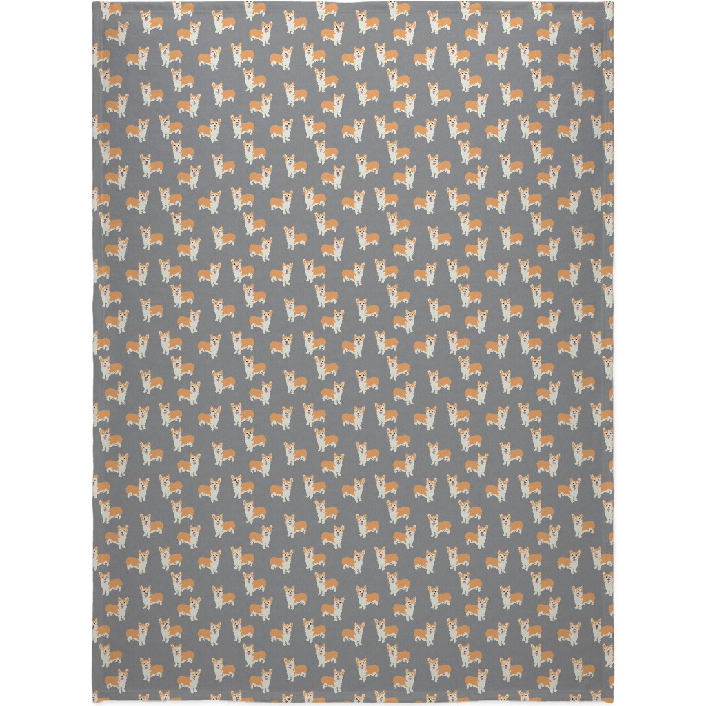 Corgi Blanket, Fleece, 60x80, Gray