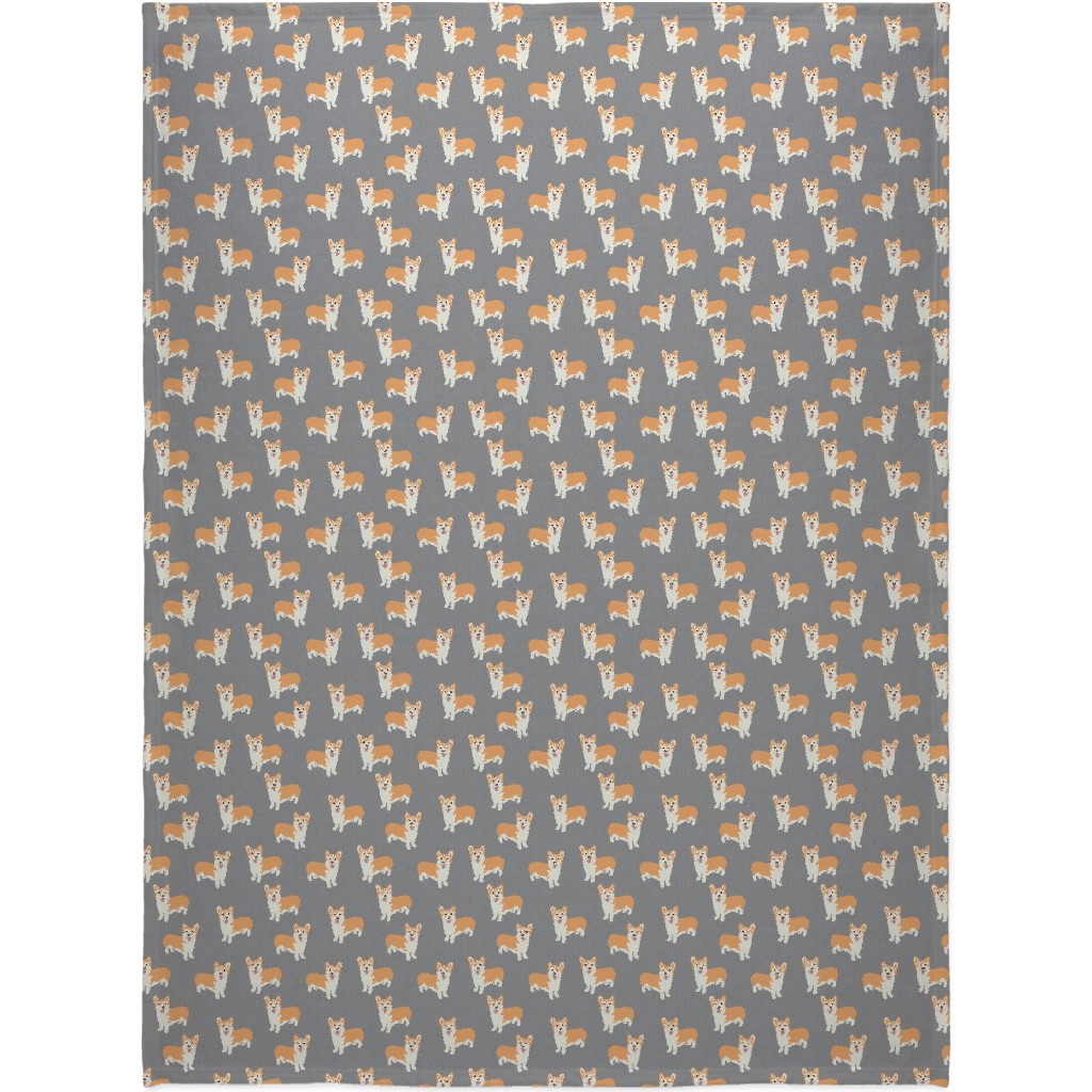Corgi Blanket, Fleece, 60x80, Gray, Smoke Signals