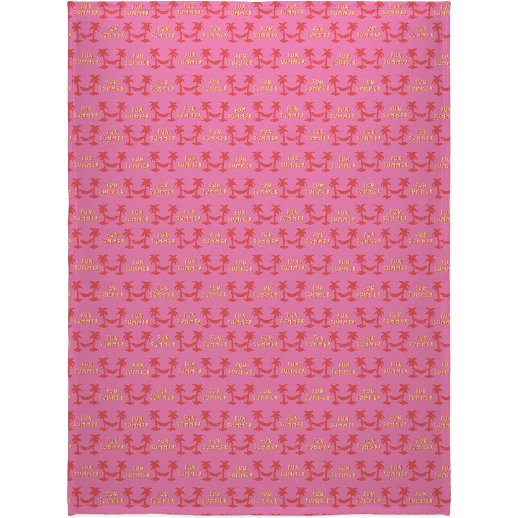 Fun Summer Palm Trees Blanket, Fleece, 60x80, Pink, Bright Pink