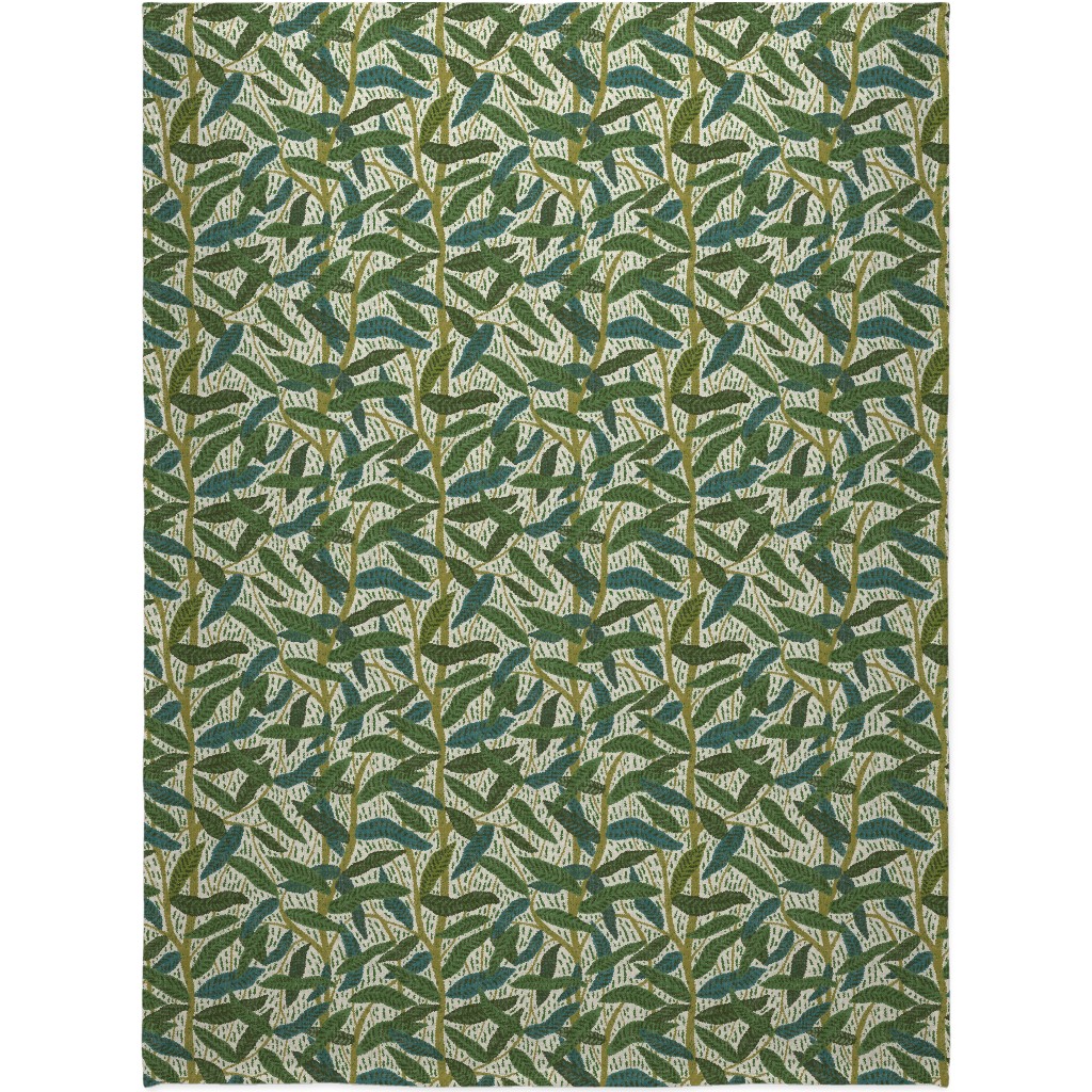 Jungle Foliage - Green Blanket, Fleece, 60x80, Green, Classic Green